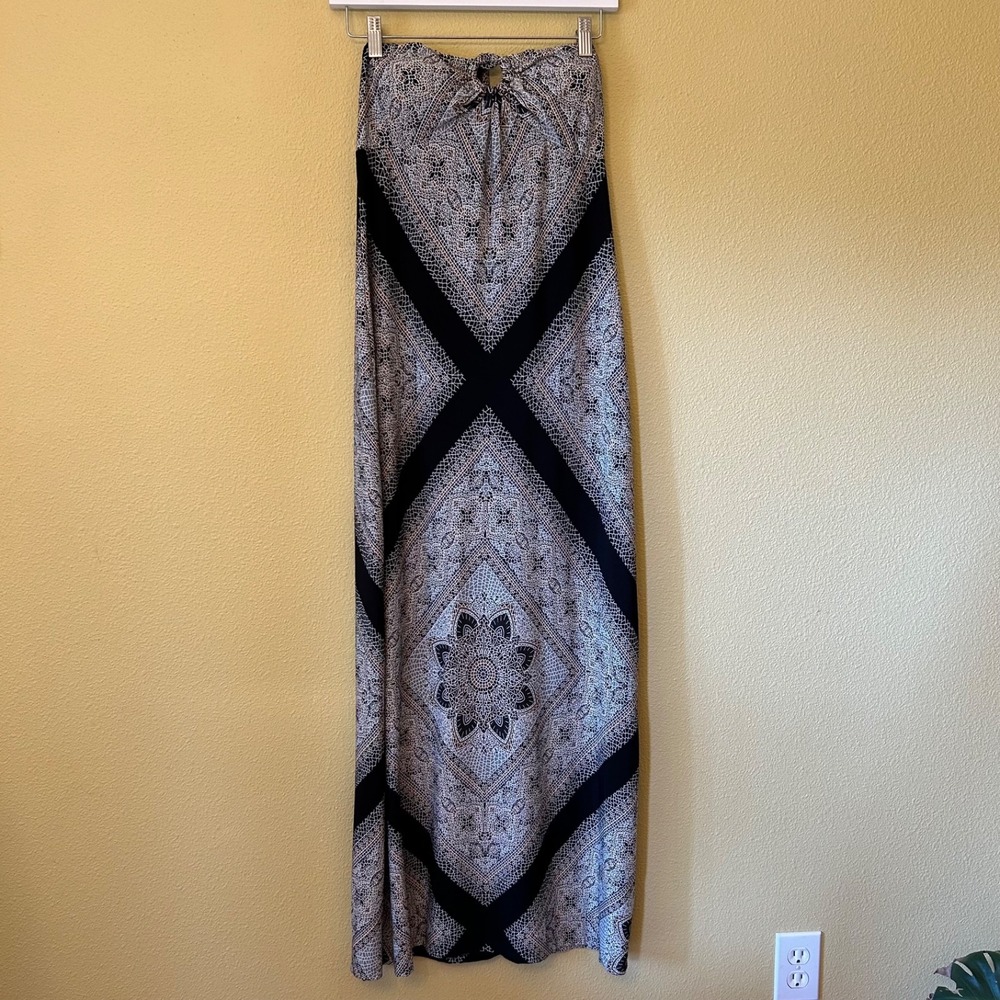 Saint Tropez Halter Maxi Dress Black Mosaic Diamond Women's Size 4 Black